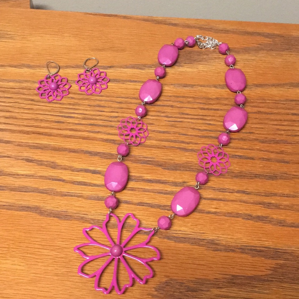 Pink flower earrings